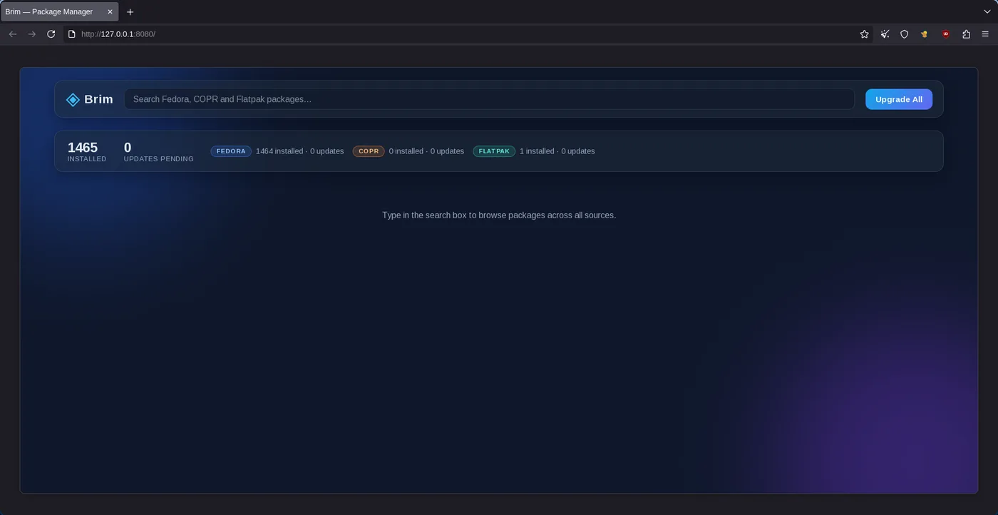 Brim web dashboard with per-source statistics and glassmorphic design